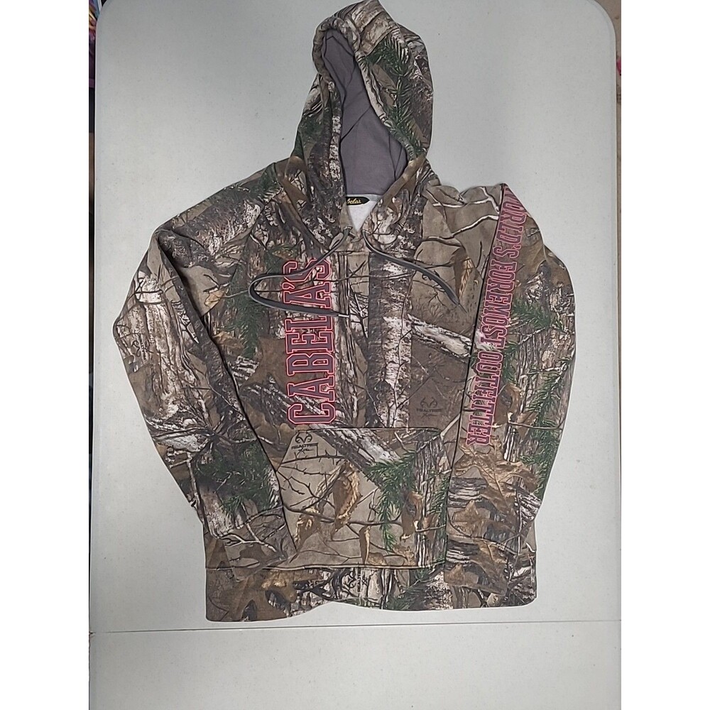 Cabelas Hoodie Womens S Real Tree Camo Pink Pullover Sweatshirt Hunting (BB40)